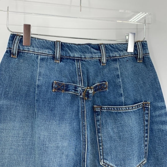 Sandrine Rose wide leg high rise pleated denim jeans distressed blue new 28 - Picture 6 of 7